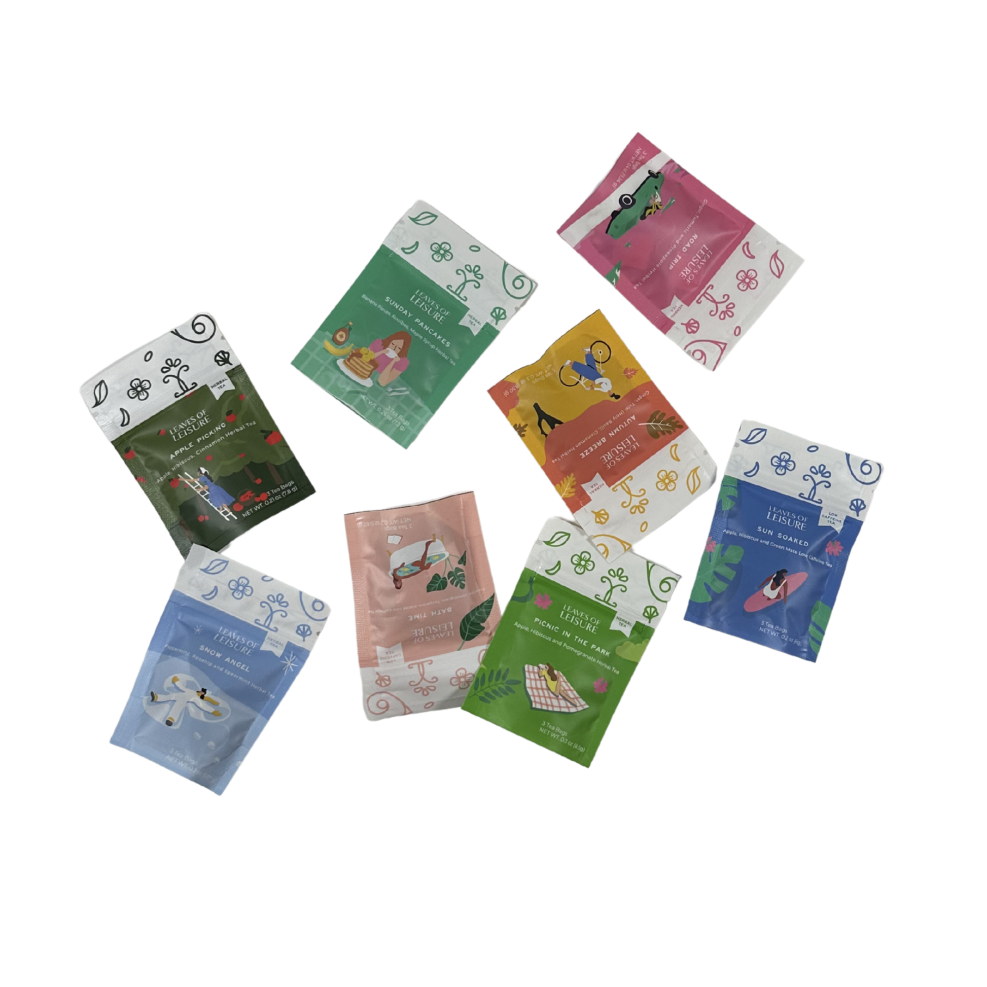 The Full Experience Complete Herbal Tea Sampler All 8 Mini Packs Leaves of Leisure
