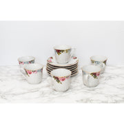 Limited Edition: Vintage Bloom Cups & Saucers Set by Tuxton Home