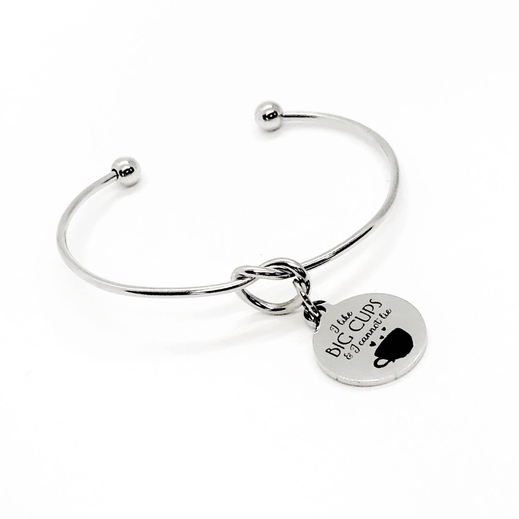 I Like Big Cups And I Can Not Lie Cuff Charm Bracelet, Coffee Drinker, Tea Drinker, Wife, Daughter Mom Gift, Coffee Shop Owner, Coffee Lover Leaves of Leisure