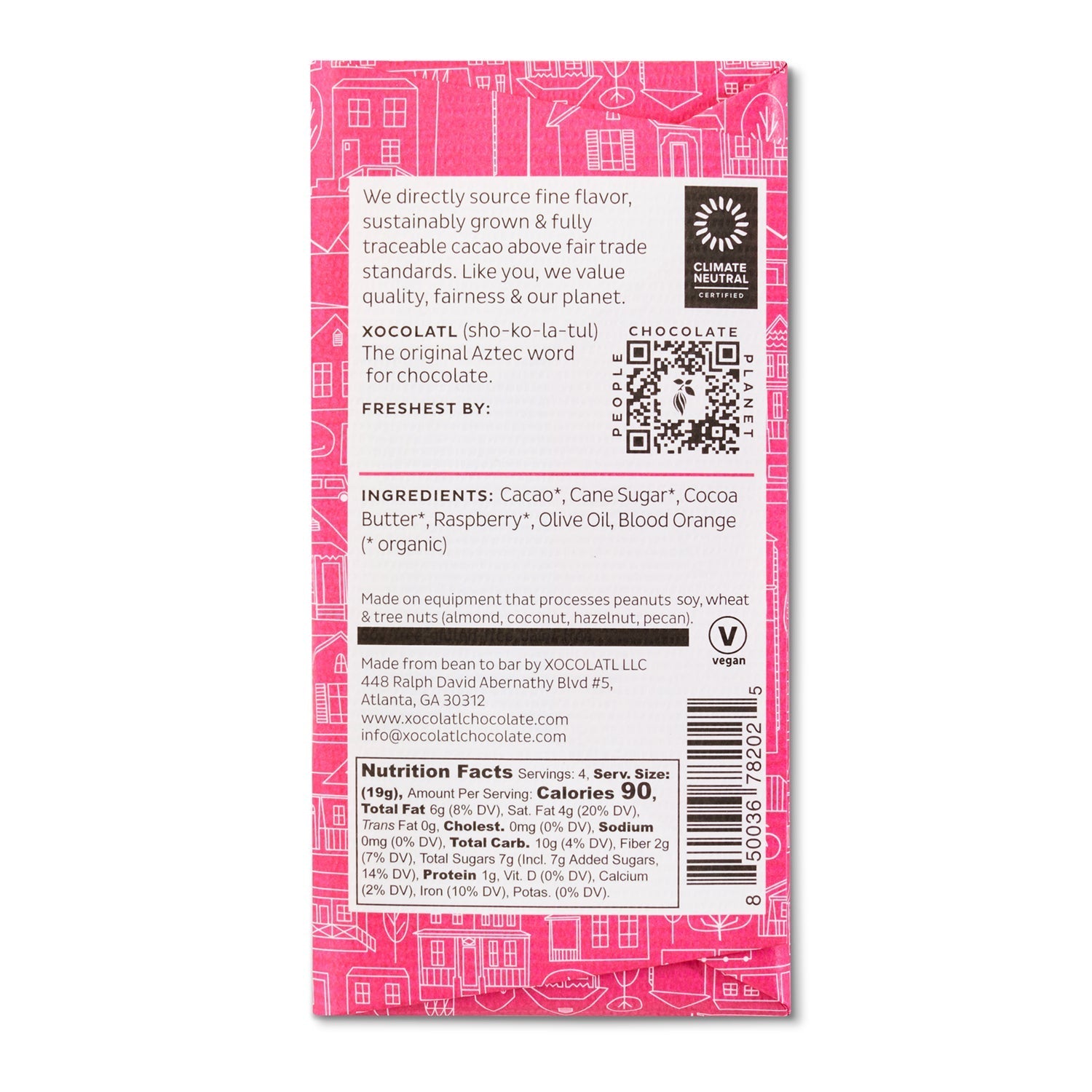 Love & Happiness Dark Chocolate Raspberry Bar Leaves of Leisure