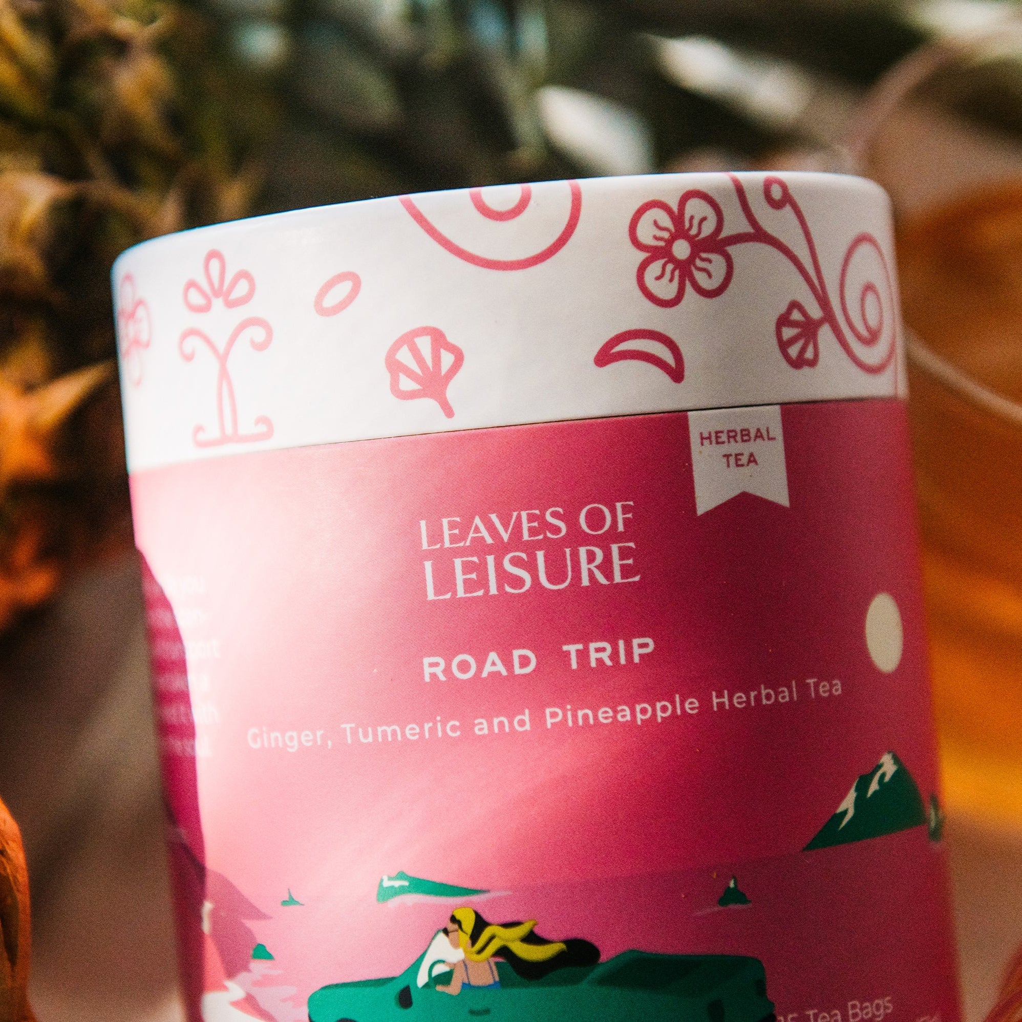 Road Trip Tea | Turmeric, Ginger & Pineapple Herbal Tea, Caffeine