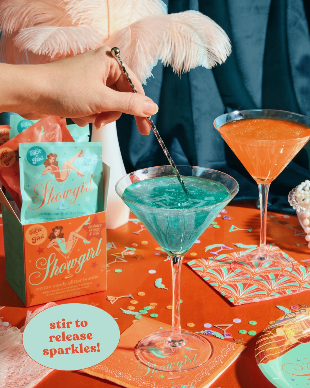 Showgirl Drink Bombs - 4 glitter bombs Leaves of Leisure