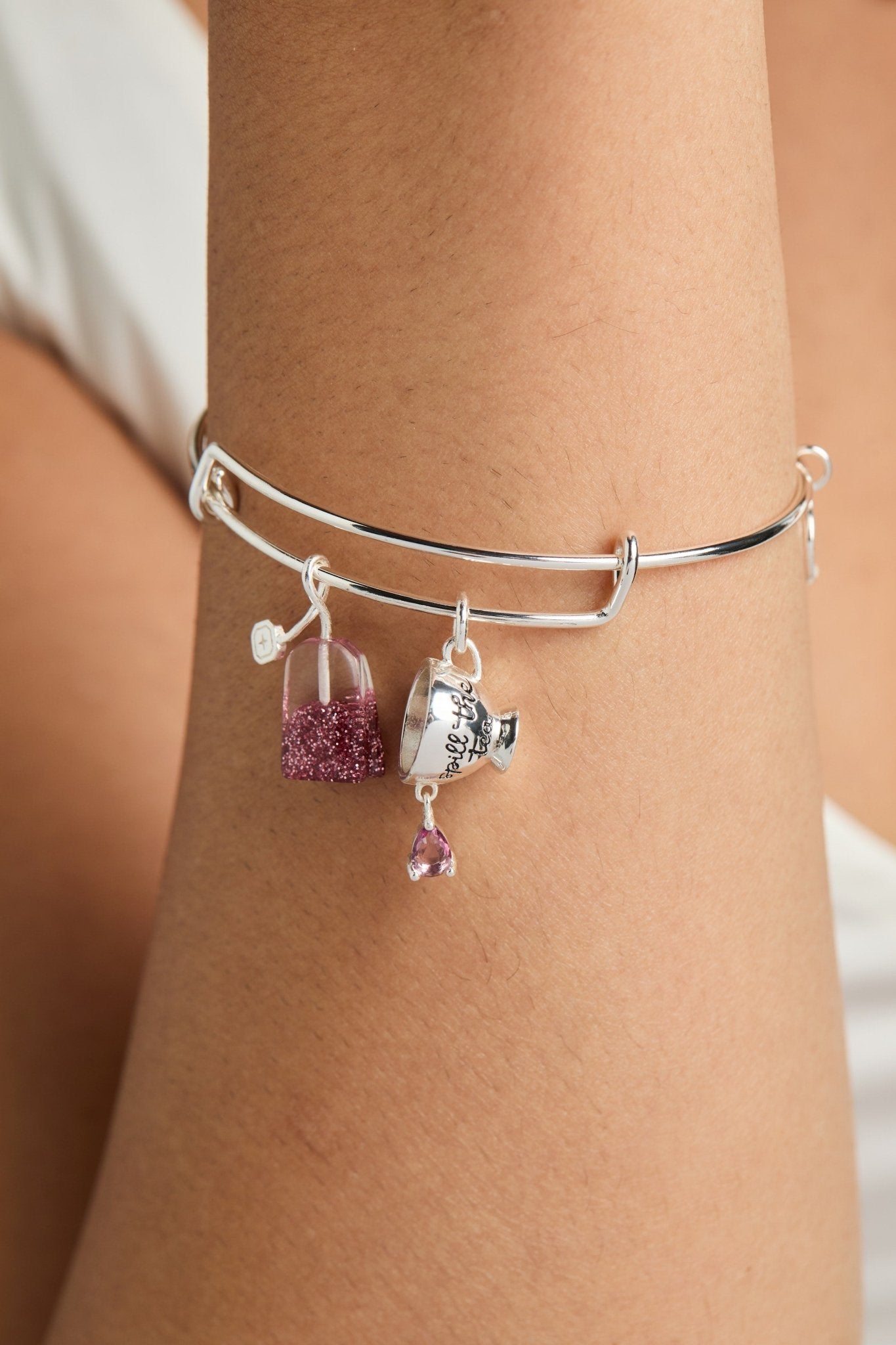'Spill the Tea' Cup & Tea Bag Charm Bangle Leaves of Leisure