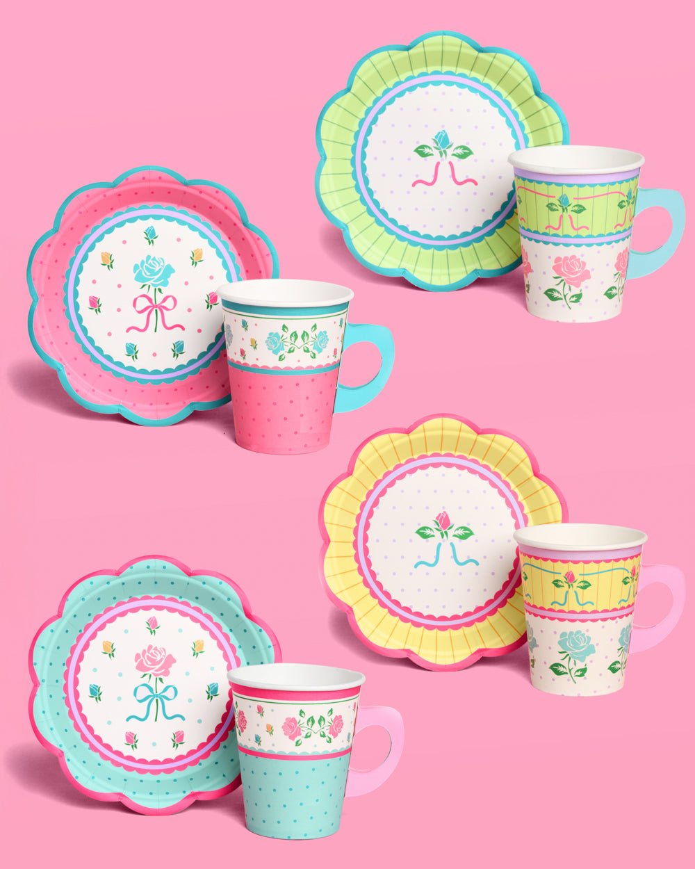 Tea Party Cups + Saucers - 32 pc drinkware set Leaves of Leisure