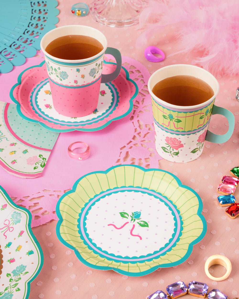 Tea Party Cups + Saucers - 32 pc drinkware set Leaves of Leisure