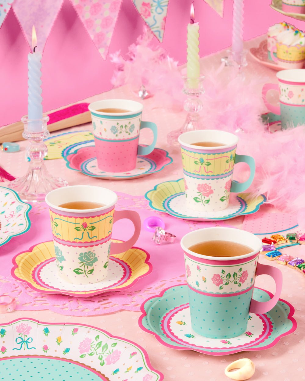 Tea Party Cups + Saucers - 32 pc drinkware set Leaves of Leisure
