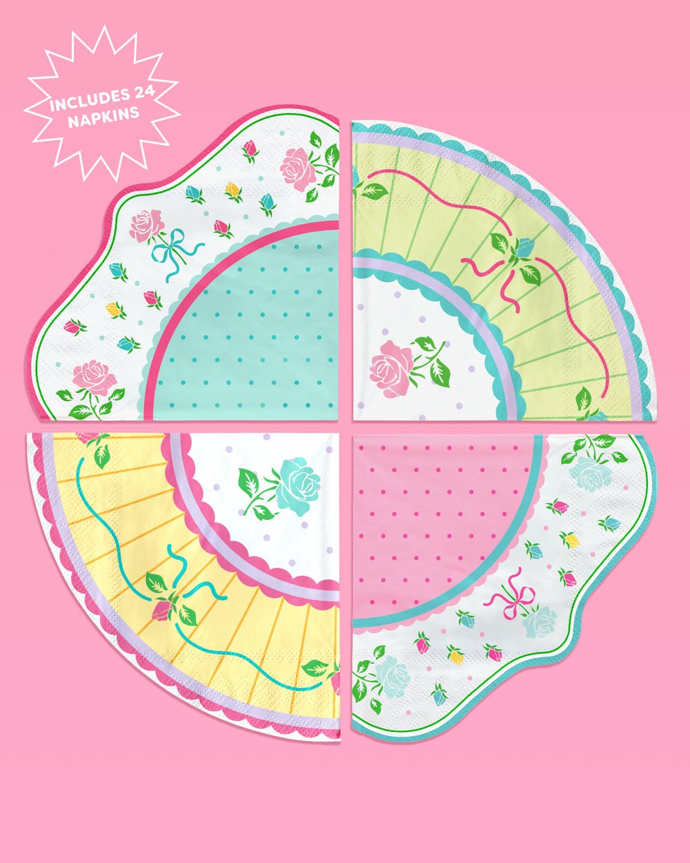 Tea Party Napkins - 24 pastel paper napkins Leaves of Leisure