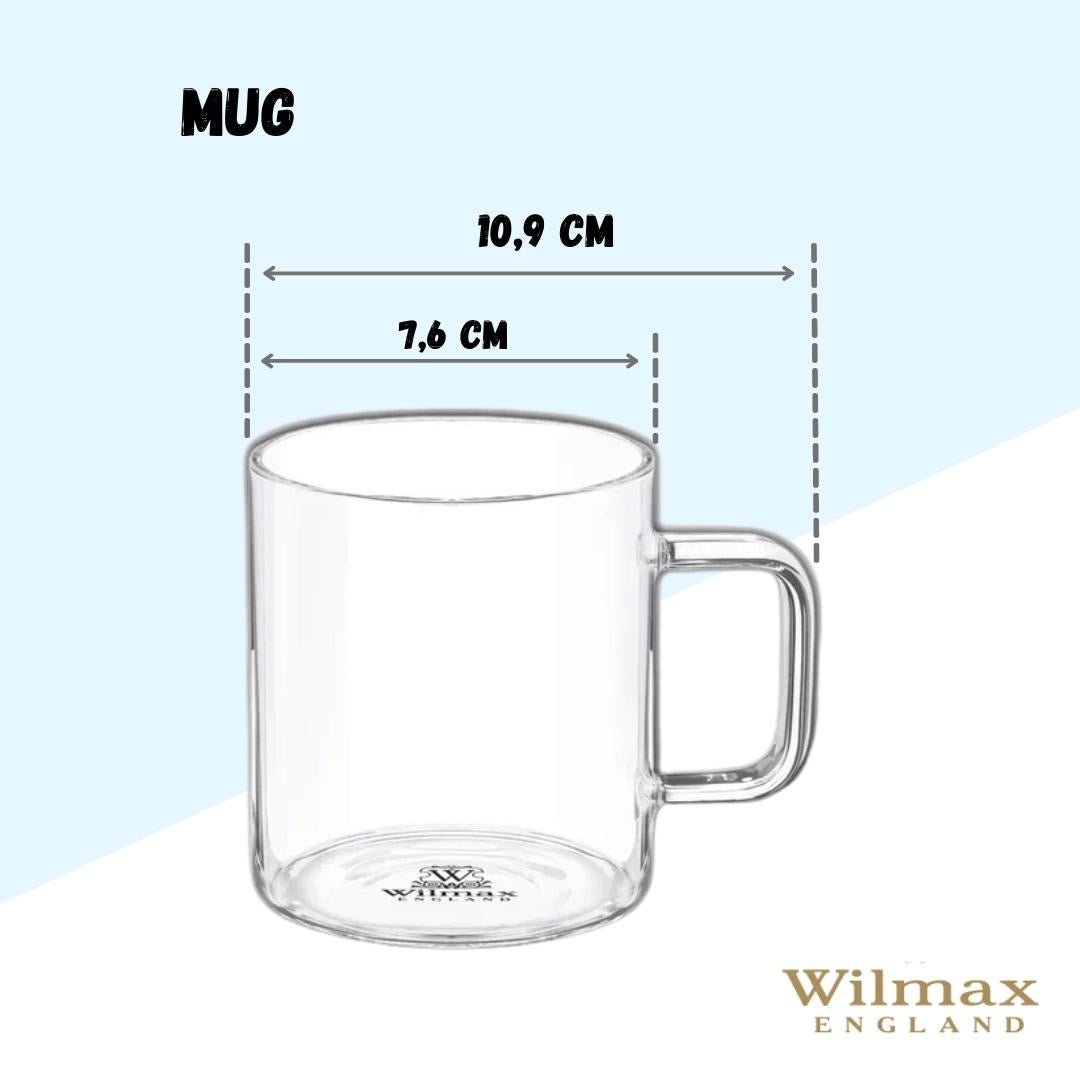Thermo Glass Mug 11 Oz | High temperature and shock resistant by Wilmax Porcelain Leaves of Leisure