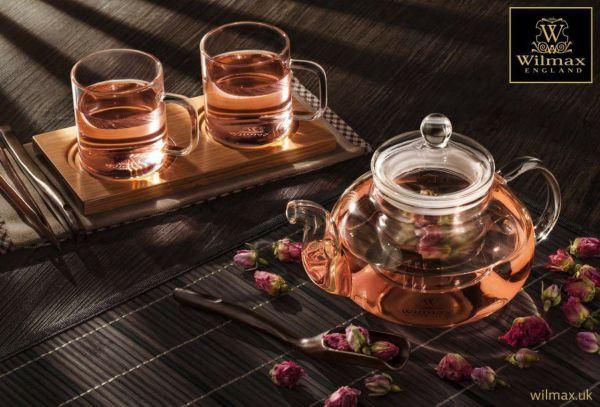 Thermo Glass Tea Pot 20 Fl Oz | High temperature and shock resistant by Wilmax Porcelain Leaves of Leisure