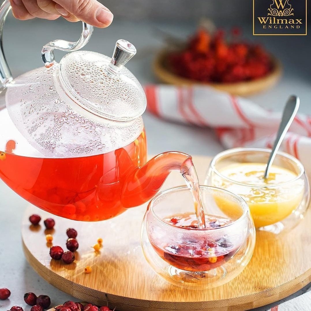 Thermo Glass Tea Pot 20 Fl Oz | High temperature and shock resistant by Wilmax Porcelain Leaves of Leisure