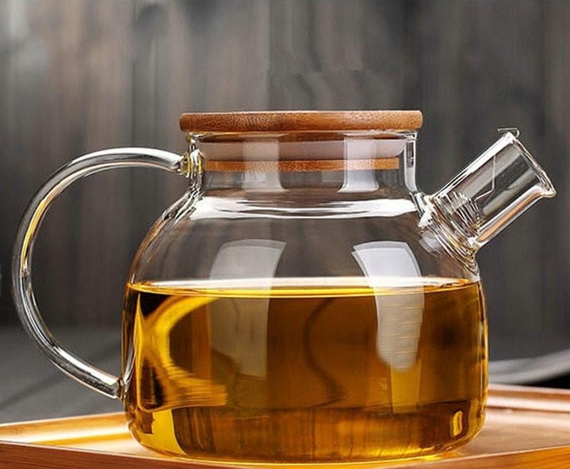 Glass Teapot High Temperature Glass Kettle Tea Set Wooden Handle