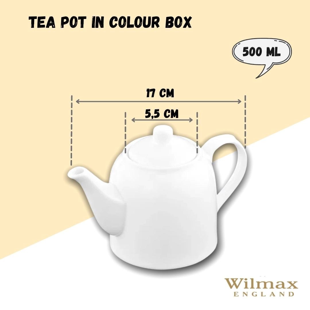 White Tea Pot 17 Oz | 500 Ml In Colour Box by Wilmax Porcelain Leaves of Leisure